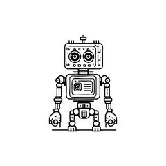 Fototapeta premium Minimalist Robot Outline: A Stylized Digital Illustration of Artificial Intelligence