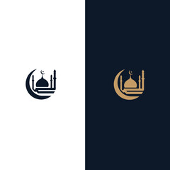 Mosque and Crescent Symbol in Vector Logo Design