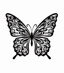 Intricate Black and White Butterfly Design