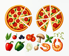 Tomato Pizza with Shrimp and Vegetable Toppings