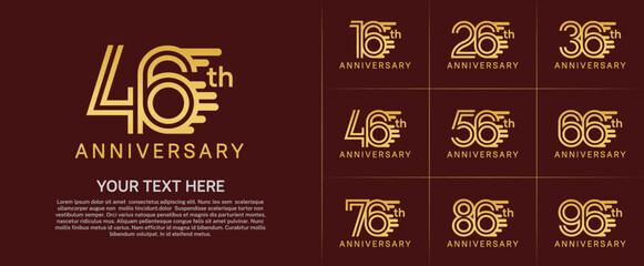 Anniversary logo type set with double line number. golden color can be use special moment