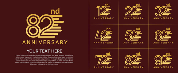 Anniversary logo type set with double line number. golden color can be use special moment