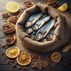Hessian Sack Containing dried fish