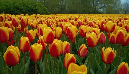 Field of Yellow and Red Tulips
1