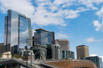 Residential building. Skyscraper building architecture. Skyscraper cityscape skyline. Urban cityscape. Skyscraper in city downtown. City skyline architecture. Modern building in business district