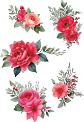 beautiful floral composition of roses with light pink accents. Stunning pink and red roses with sprigs of greenery and bud. Floral design with soft pink roses, adding a touch of freshness to any space