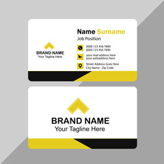 Creative modern yellow business card design, name card corporate visiting card and simple clean template
