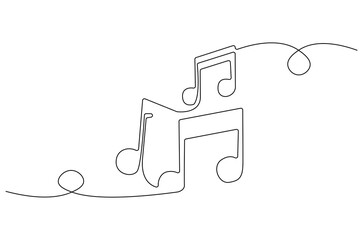 Continuous one line drawing of Music note. Single line drawing illustration of musical notes. Melody And Sound concept vector art. Doodle line illustration.