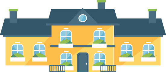 Illustration of a Charming Yellow House, Design Inspiration, Vector, Illustration, Object, Template