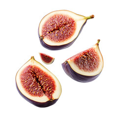 Cluster Fig Fruit with half slices falling or floating