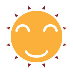 Happy Sunshine Vector Glyph Two Colors Icon Design