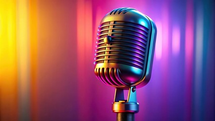 Retro inspired microphone with bold colors and funky design, vintage-inspired, colorful,  vintage-inspired, colorful