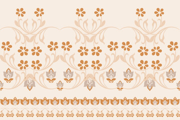 Fototapeta premium Floral,flowers, seamless, traditional ethnic, thai pattern, fabric pattern for textiles, rugs, wallpaper, clothing, sarong, batik, wrapping, embroidery, print, background, cover, illustration, vector.