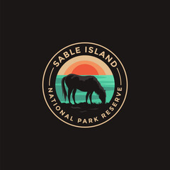 Sable Island National Park vector logo theme on dark background