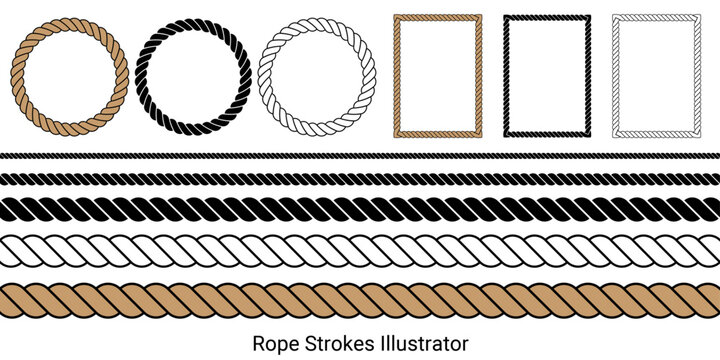 Seamless rope brush Strokes set for illustrator