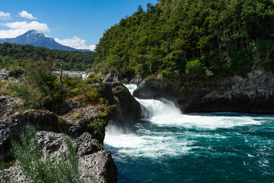 Rushing water at Petrohue Falls in Vicente Perez Rosales National Park, Chile