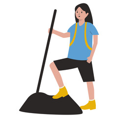 Human Hiking Mountain Character Isolated on White Background. Vector Cartoon Illustration.