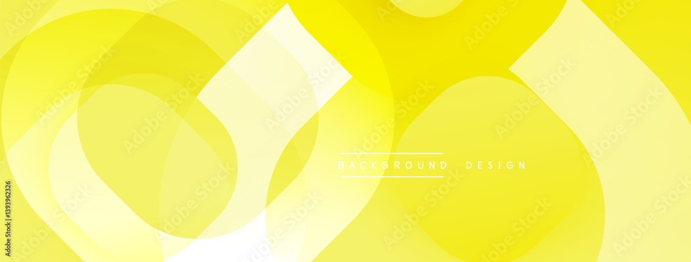 Poster Abstract yellow background. Overlapping geometric shapes create modern design. Soft gradients provide depth, visual interest. Minimalist aesthetic, clean lines.