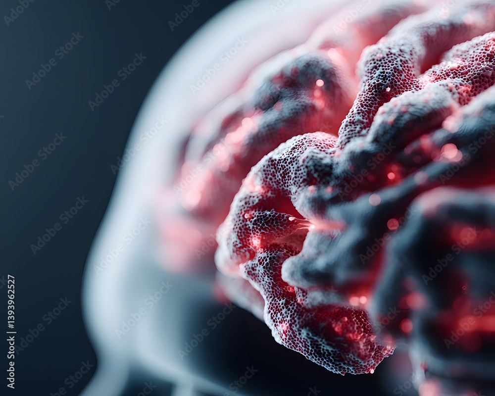 Poster modeling capabilities of a large language model, 3d abstract brain-like structure formed by intercon