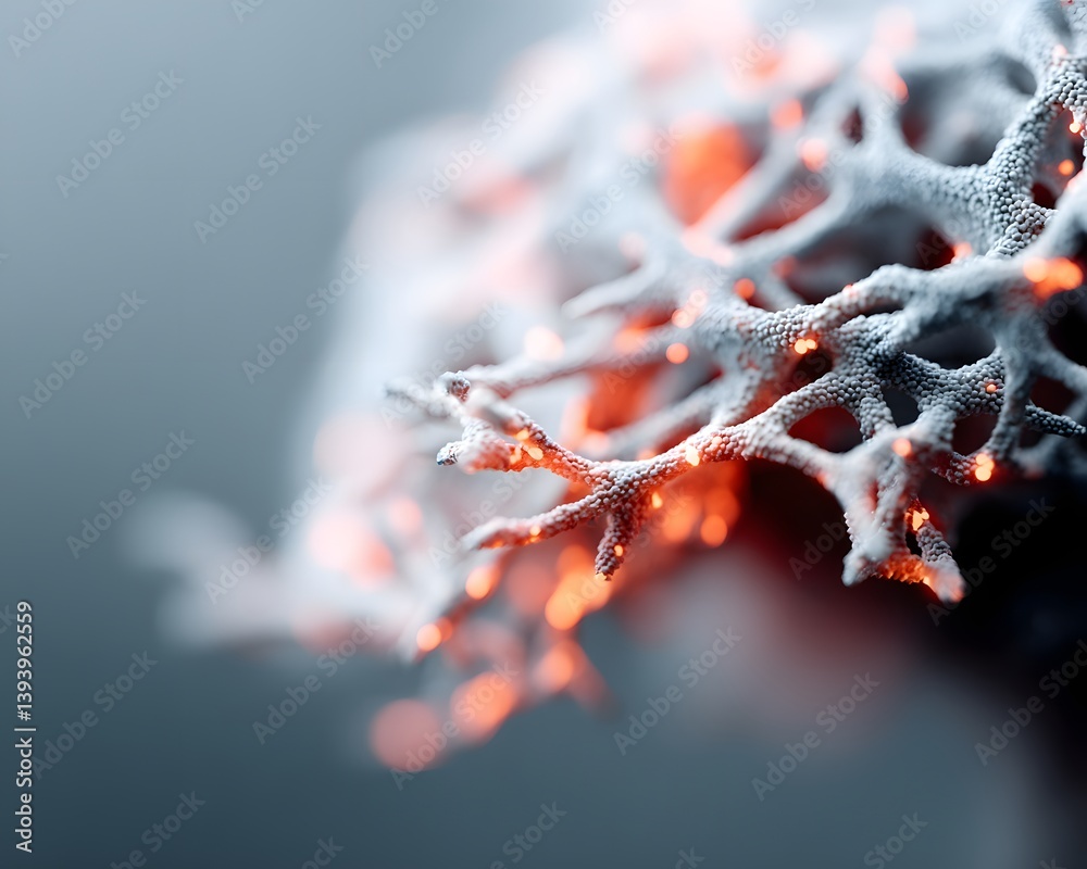 Poster modeling capabilities of a large language model, 3d abstract brain-like structure formed by intercon