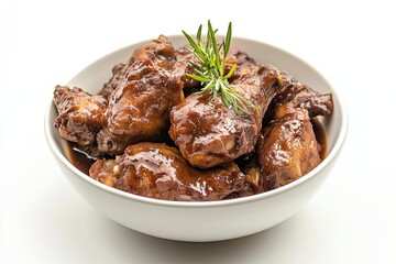 A realistic photo of Slow-Cooked Chicken Adobo, hyper-realistic, isolated on white