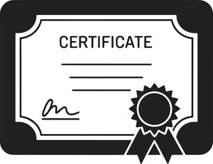 Certificate icon silhouette vector illustration