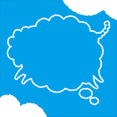 ひつじの雲。ちぎり絵のようにジワジワ滲んだラフなアウトラインの白い雲のようなフキダシ・フレームシリーズ。セリフや名札（ネーム）やワッペンに。ベクター素材