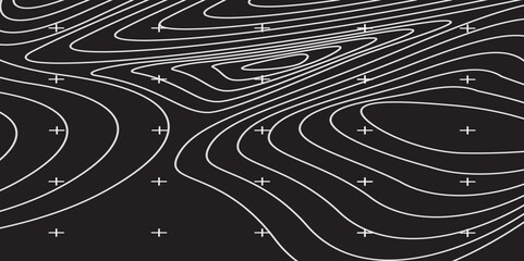 Modern Artistic Interpretation of Topographic Mapping Featuring Soft, Wavy Lines Layered in a Harmonious Flow on a Premium Black Backdrop for a Striking Visual Impact