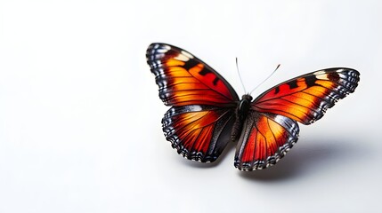 Fototapeta premium Red and Black Butterfly on White Background