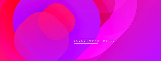 Abstract vibrant background features overlapping circles, gradients shifting from red to purple. Modern design evokes fluidity, energy, visual appeal. Smooth transitions create dynamic composition.