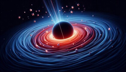 Obraz premium Contraction – A black hole pulling stars into its core symboli