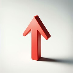 Red 3D arrow pointing up on white background representing growth and success