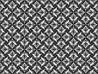 Flower geometric pattern. Seamless vector background. White and black ornament.