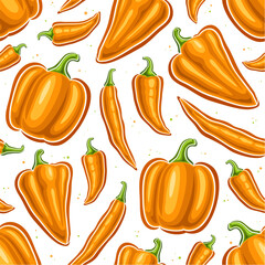 Vector Orange Pepper Seamless Pattern