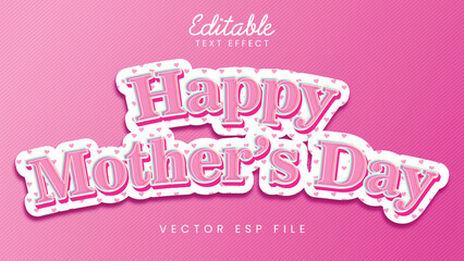 Editable Happy Mother's Day Text Effect with Pink Love Font and Holiday Greeting