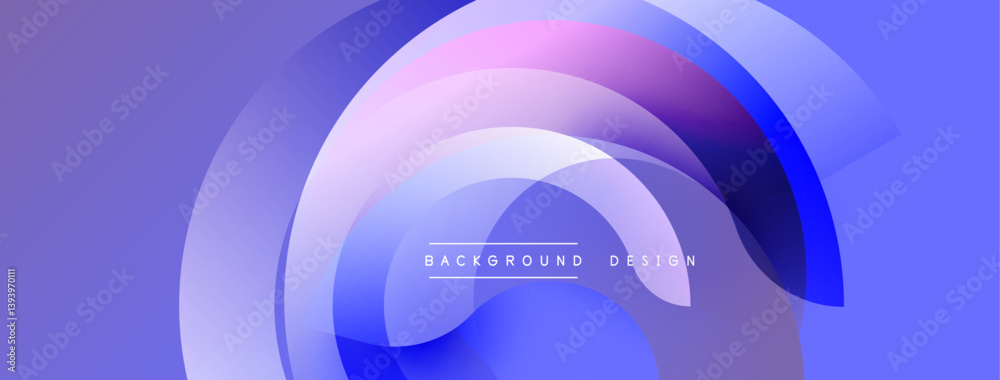 Aufkleber Abstract composition featuring overlapping circular layers. Gradient shades of purple, blue create dynamic visual effect. Minimalist design suitable for backgrounds, presentations.