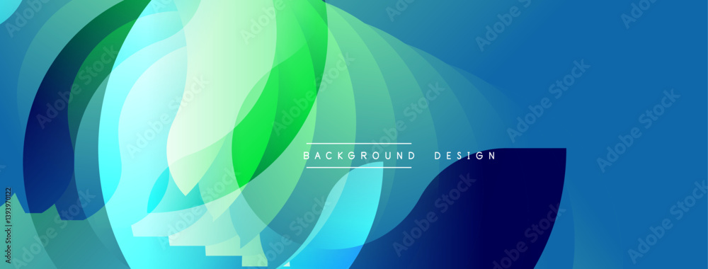 Fototapete Abstract flowing shapes create dynamic gradient background. Blue, green hues dominate composition. Modern design evokes movement, energy, visual interest.