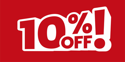 10% Off Discount Sale Sign Bold Red Promotional Banner