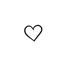 Heart doodle icon in sketchy flat style, simple love symbol drawn on solid white background.