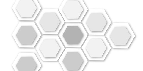 Abstract light grey and white hexagon 3d effect pattern with shadow seamless texture background. Use for book, poster, flyer, website vector illustration.