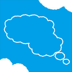 ちぎり絵のようにジワジワ滲んだラフなアウトラインの白い雲のようなフキダシ・フレームシリーズ。セリフや名札（ネーム）やワッペンに。ベクター素材