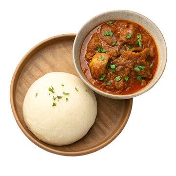 African fufu top view isolated on white background