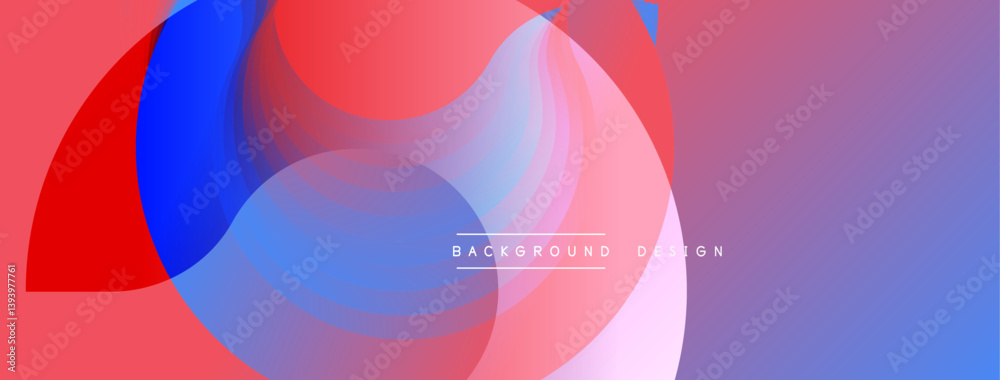Aufkleber Abstract composition featuring overlapping circles, vibrant gradients. Red, blue, pink hues blend creating dynamic visual effect. Modern design element.