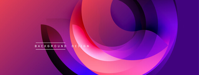 Abstract flowing shapes create dynamic gradient background. Vivid magenta, purple, blue hues blend seamlessly. Modern design evokes movement, energy, sophistication.