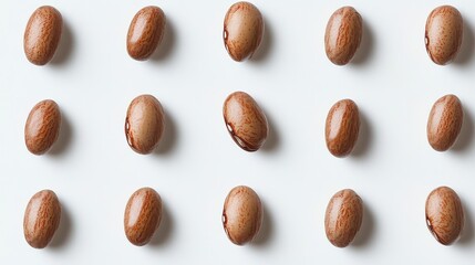 Pattern of Brown Beans Arranged on White Surface for Textures and Natural Elements