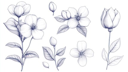 The Evolution of Bloom &ndash; Pencil Sketches of Flowers in Various Stages