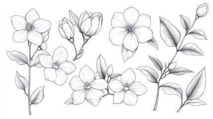 The Evolution of Bloom – Pencil Sketches of Flowers in Various Stages
