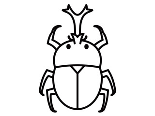 虫さん_カブトムシ_モノクロ