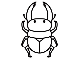 虫さん_クワガタ_モノクロ