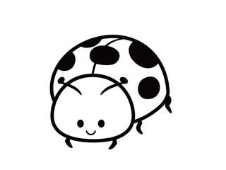 虫さん_テントウムシ_モノクロ